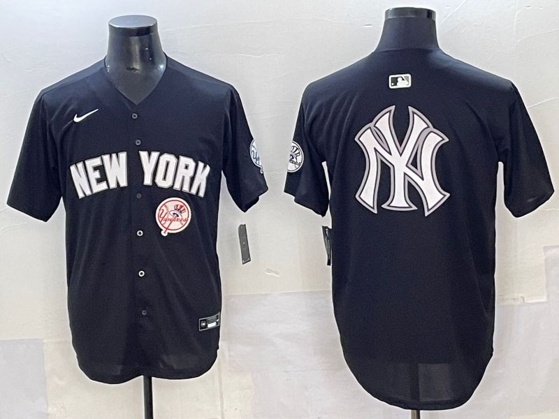 Men 2025 New York Yankees Blank Black Nike MLB Jersey style 0033